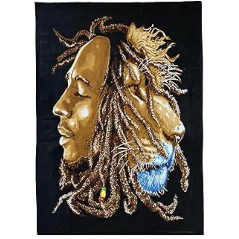 Bob Marley Tapestry 54"X84" Lion‎ Portrait Wall Hanging 2008 Funky People New